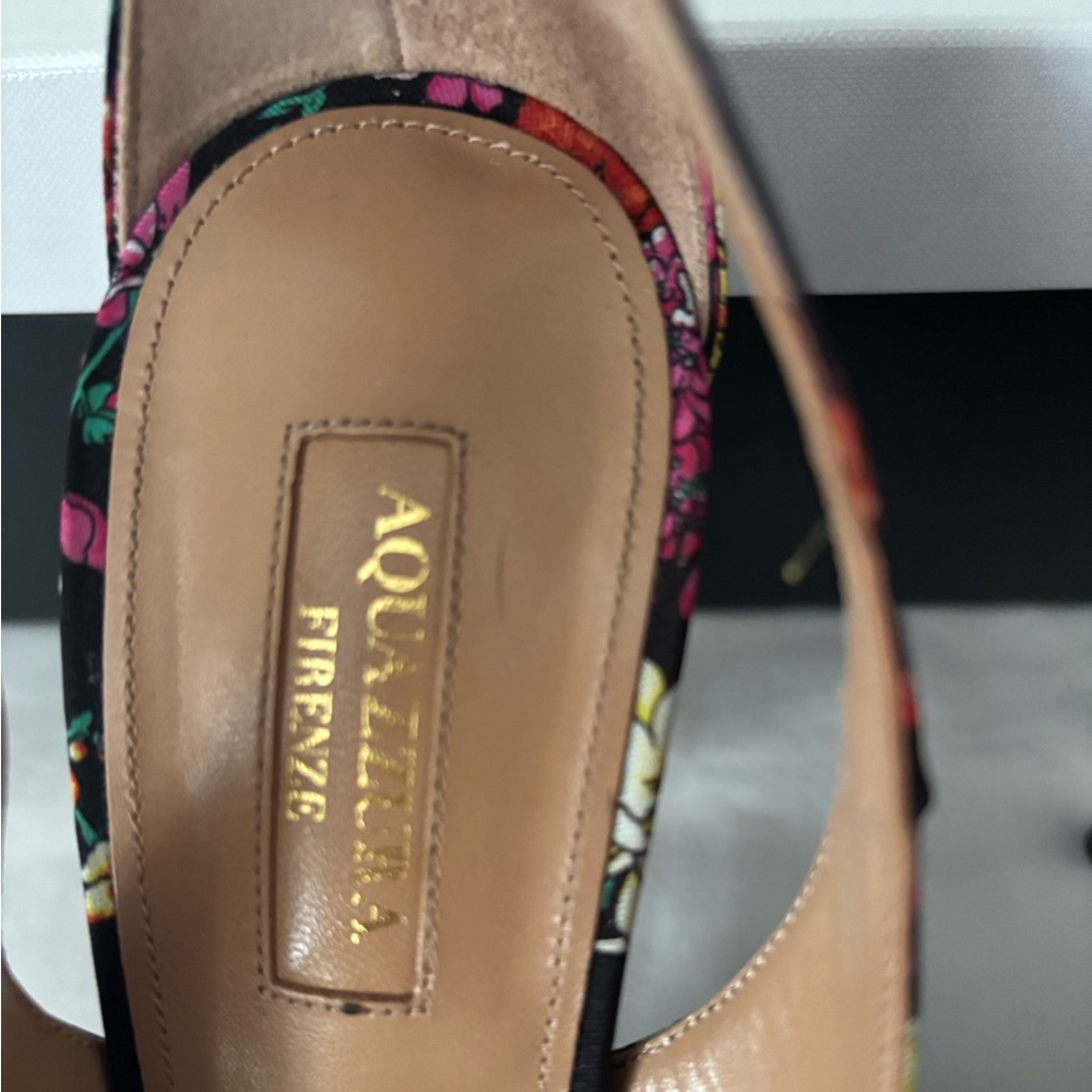 Aquazzura Deneuve Bow Tie 105 Floral Slingback Pump EU 38/US 7.5 - Picture 2 of 6